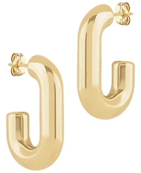 Macy's Sculptured Oval Tube J Hoop Earrings in 14k Yellow Gold