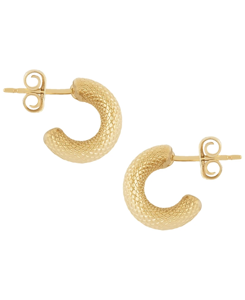 Macy's Sculptured Faceted Bold Band Hoop Earrings in 14k Yellow Gold