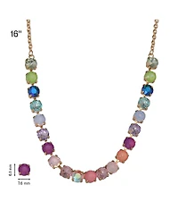 Juicy Couture Womens Tennis Necklace with 8MM Multicolor Crystals, 16"+2" Gold Tone-Plated Tennis Jewelry