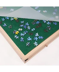 Sevorley 1500-Piece Wooden Puzzle Table with Folding Legs, 4 Drawers and Cover