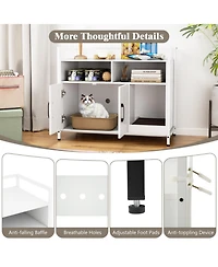 Sugift Hidden Cat Washroom with Double Doors and Scratch Cardboard