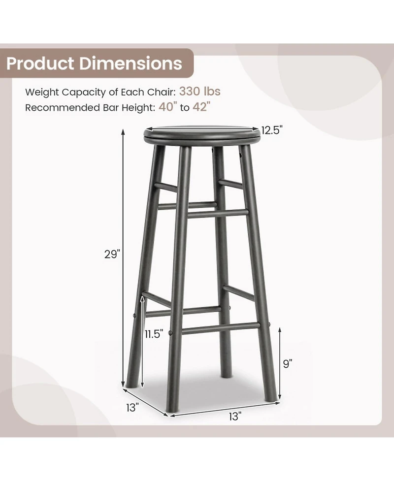 Sugift Set of 2 29 Inch Swivel Bar Stools with Footrests and Crossbars