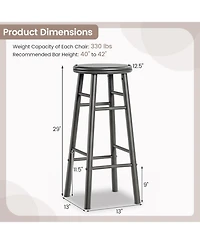 Sugift Set of 2 29 Inch Swivel Bar Stools with Footrests and Crossbars