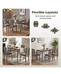 Sugift 5-Piece Dining Table Set with High Curved Back Chairs for 4 People
