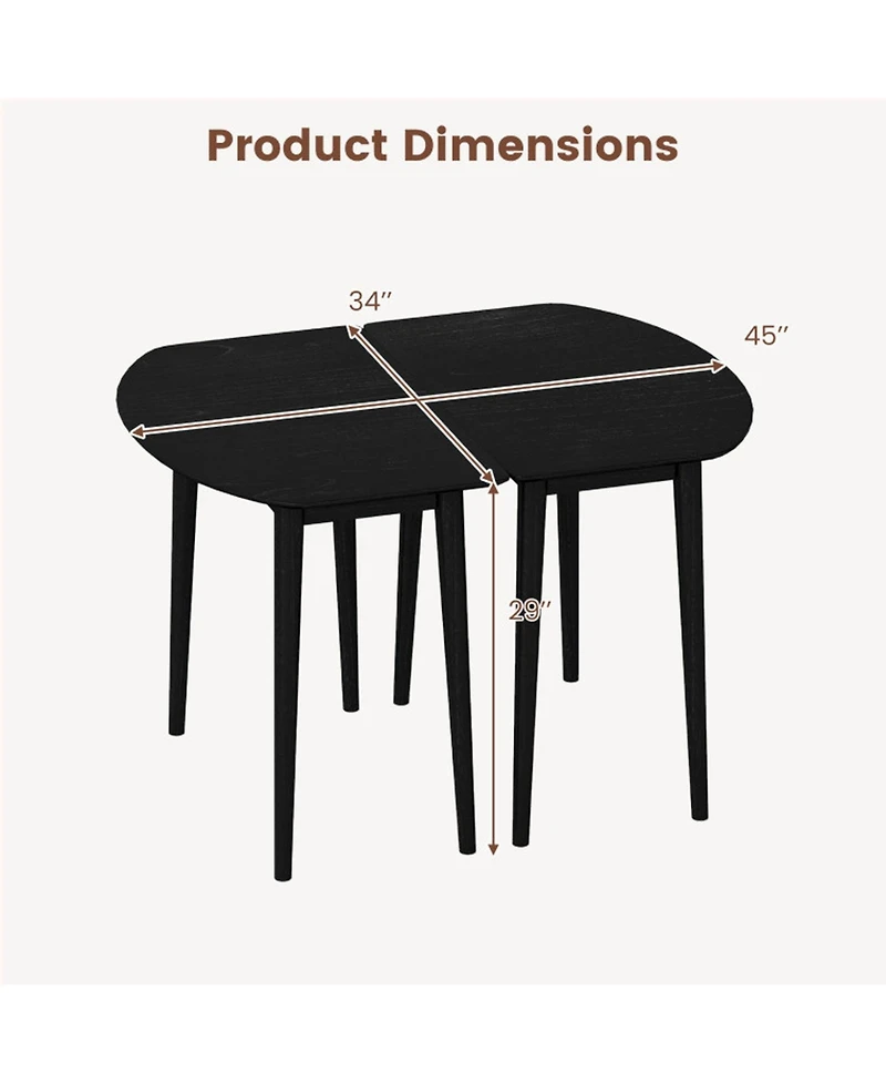 Sugift Extendable Oval Dining Table Set with 2 Half-Round Tables for 4-6 People