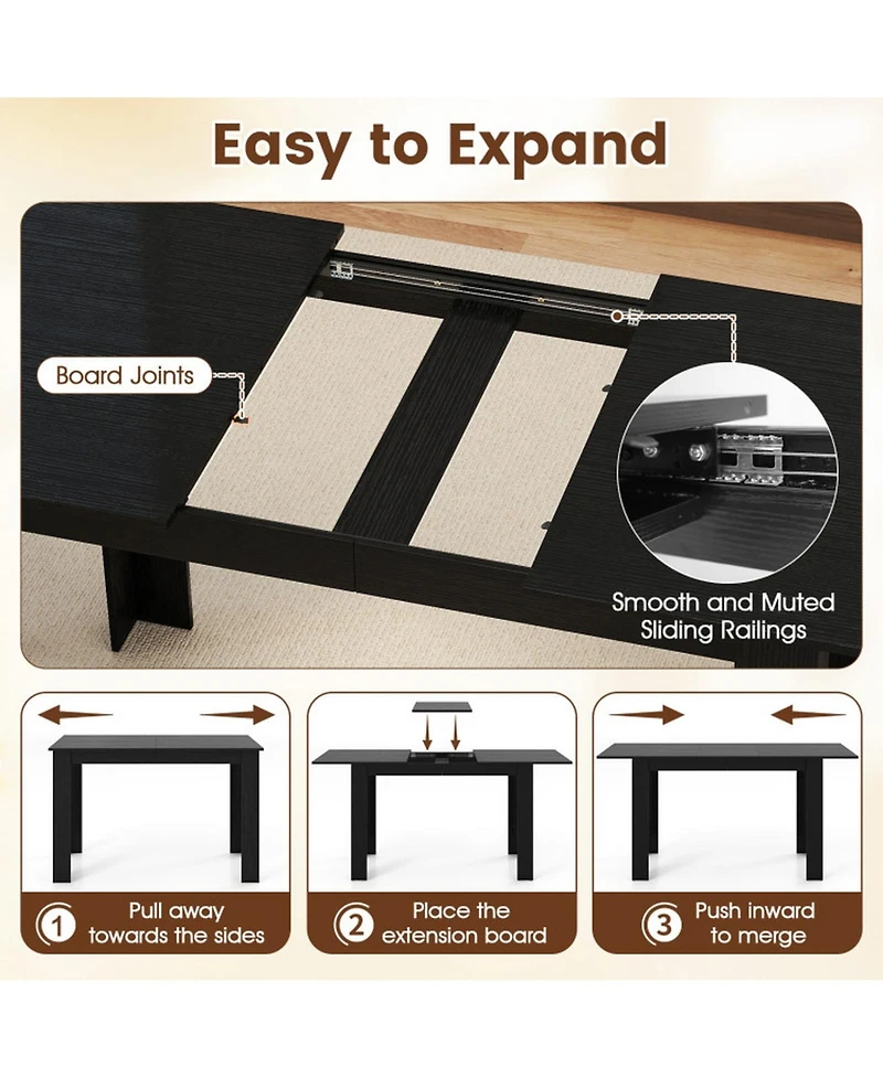 Sugift Extendable Rectangular Dining Table 47in-62in for 4-8 People Large Kitchen Table