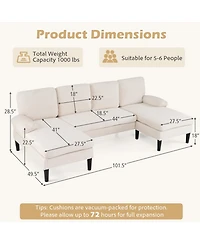 Sugift 101.5in x 49.5in x 28.5in U-Shaped Sectional Couch with Double Chaise for Living Room
