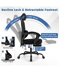 Sugift Ergonomic High Back Mesh Office Chair with Retractable Footrest and Adjustable Headrest