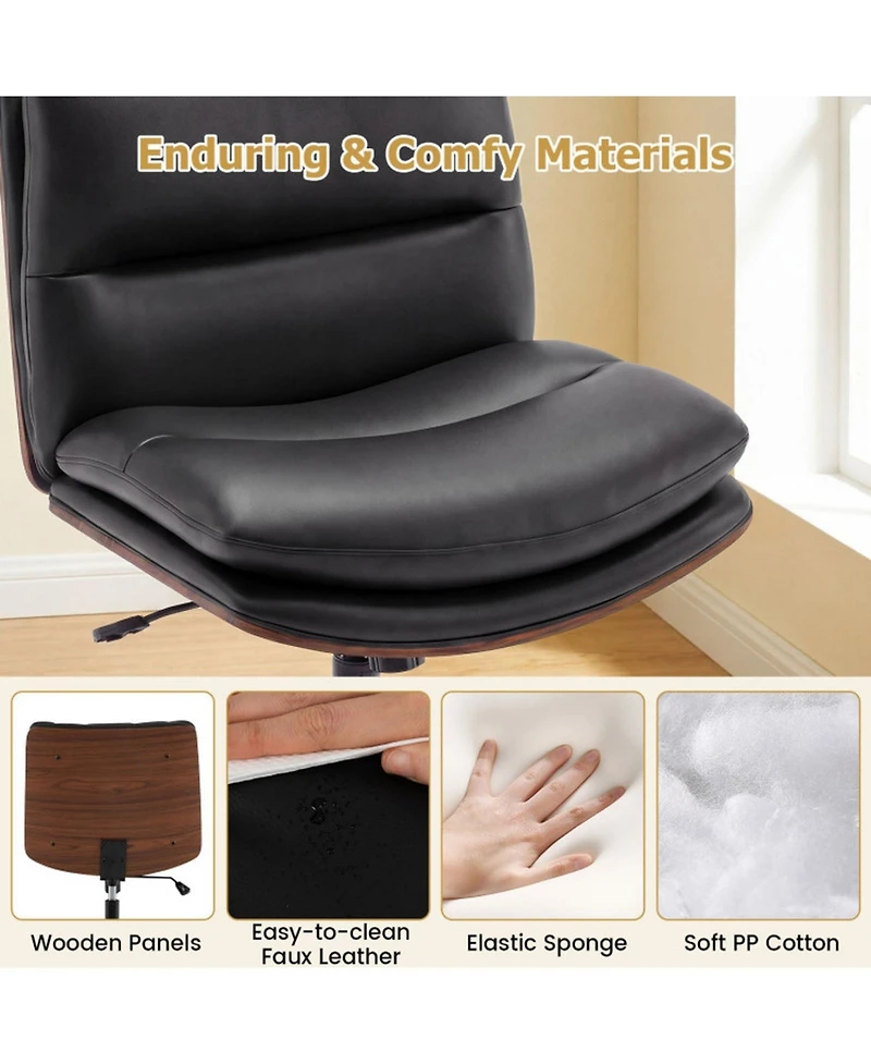Sugift Armless Office Chair with Curved Backrest and Padded Wide 23in x 17.5 Inch Seat