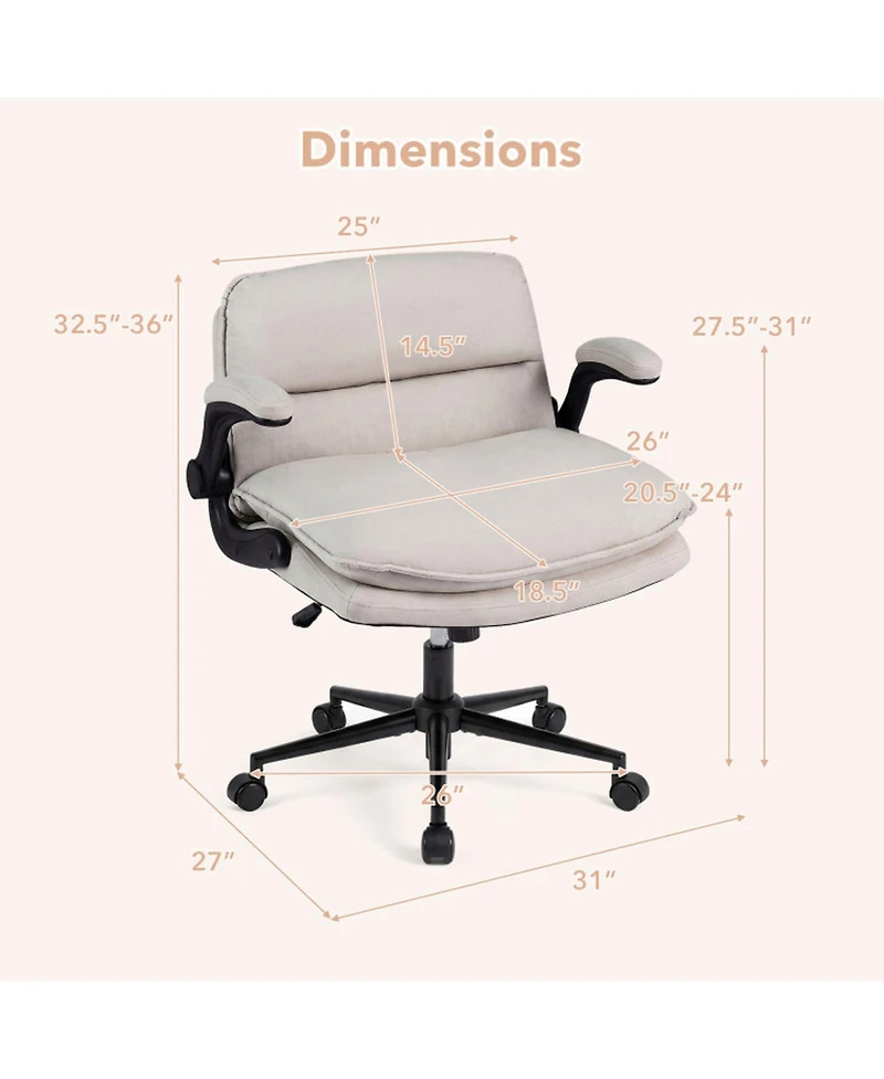 Sugift Criss Cross Chair on Wheels with Flip-up Arms and Adjustable Height