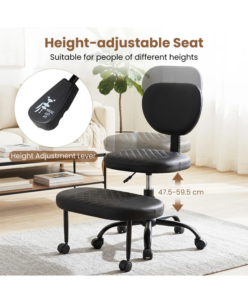 Sugift Ergonomic Cross Legged Office Chair with Height-Adjustable Seat and 360degree(s) Rotatable Footrest