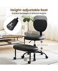 Sugift Ergonomic Cross Legged Office Chair with Height-Adjustable Seat and 360degree(s) Rotatable Footrest