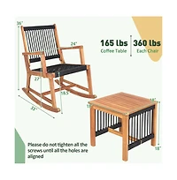 Boyel Living 3 Pieces Acacia Wood Rocking Bistro Set