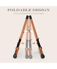 Yescom Wooden Folding Guitar Stand with Foam Arms fits for Acoustic Guitars, Ukuleles, Violins A-frame Floor Instrument Display Recording Studios