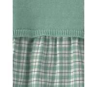 Carter's Baby Girls' Checkered Flannel Long-Sleeve Dress and Vest with Matching Bloomers