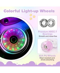 Hongge Adjustable Quad Roller Skates, Sizes 5.5-8, Light-Up Wheels, Ages 8-13