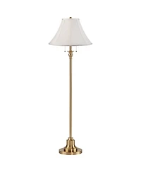 360 Lighting Dyna Traditional 58" Tall Standing Floor Lamp Skinny Pole Pull Chain Antique Brass Finish Shantung Shade