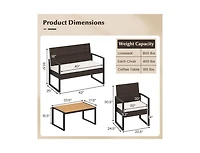 Boyel Living Patio Furniture Set Outdoor Rattan Conversation Set with Cushioned Chairs and Wood Plastic Coffee Table