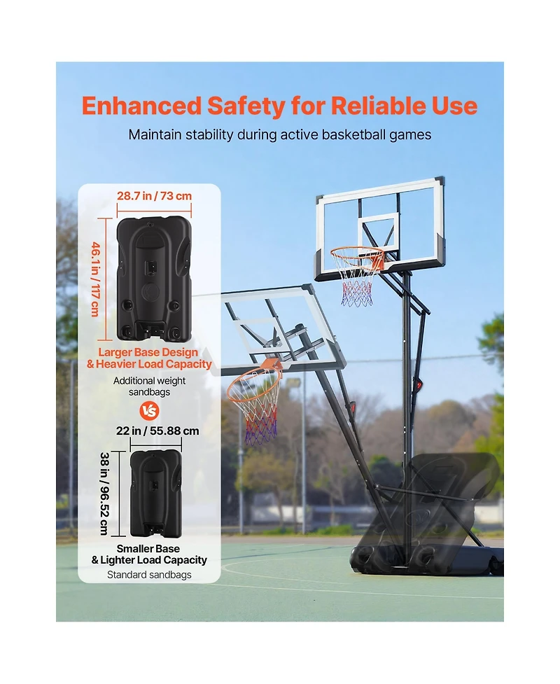 Hongge Portable Basketball Hoop System with 54 in Pc Backboard