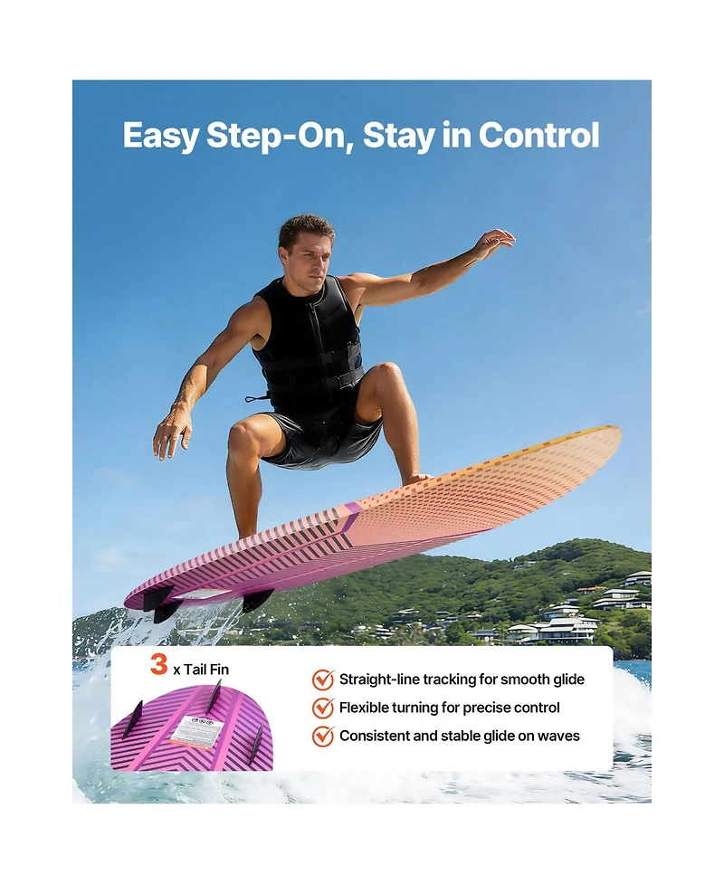 Hongge Eps Foam Core Wakesurf Board 63 in Rated to 250 lbs