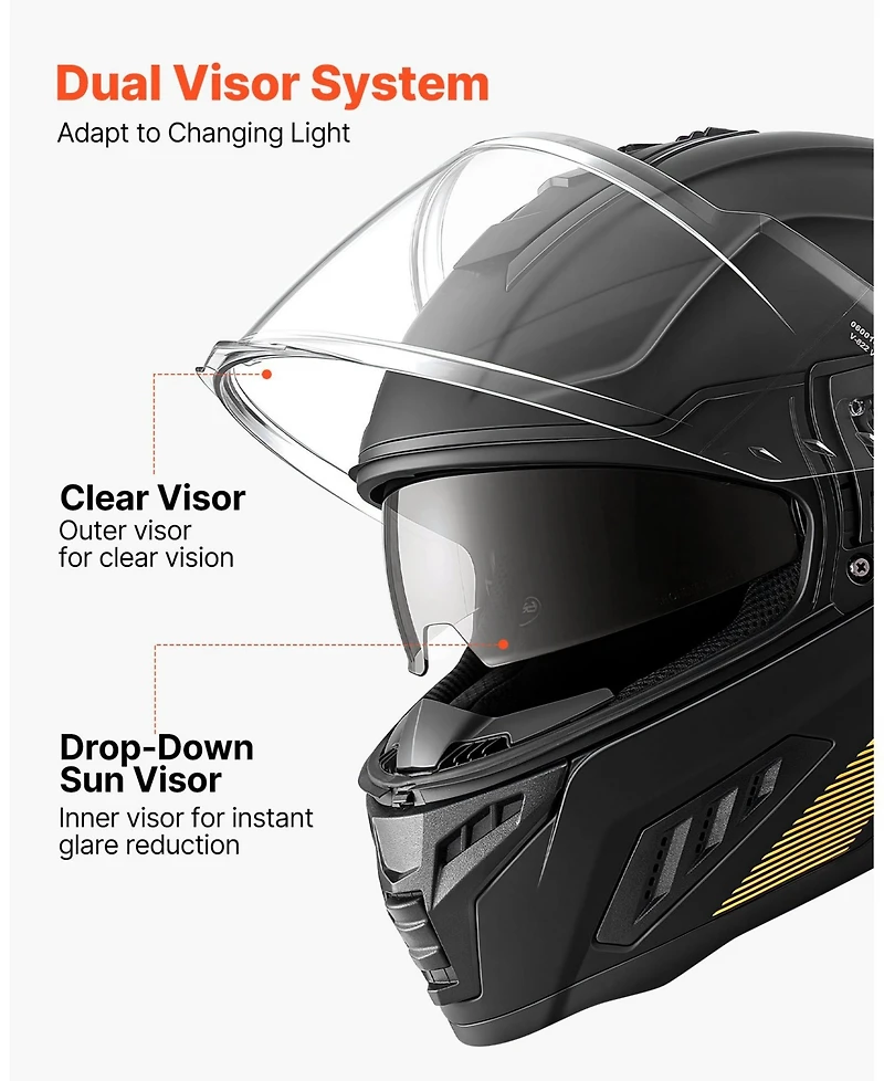 Hongge Dual Visor Full Face Motorcycle Helmet for Adult Riders