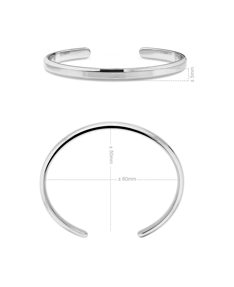 Devata 5mm Cuff Bracelet in Rhodium Plated Sterling Silver