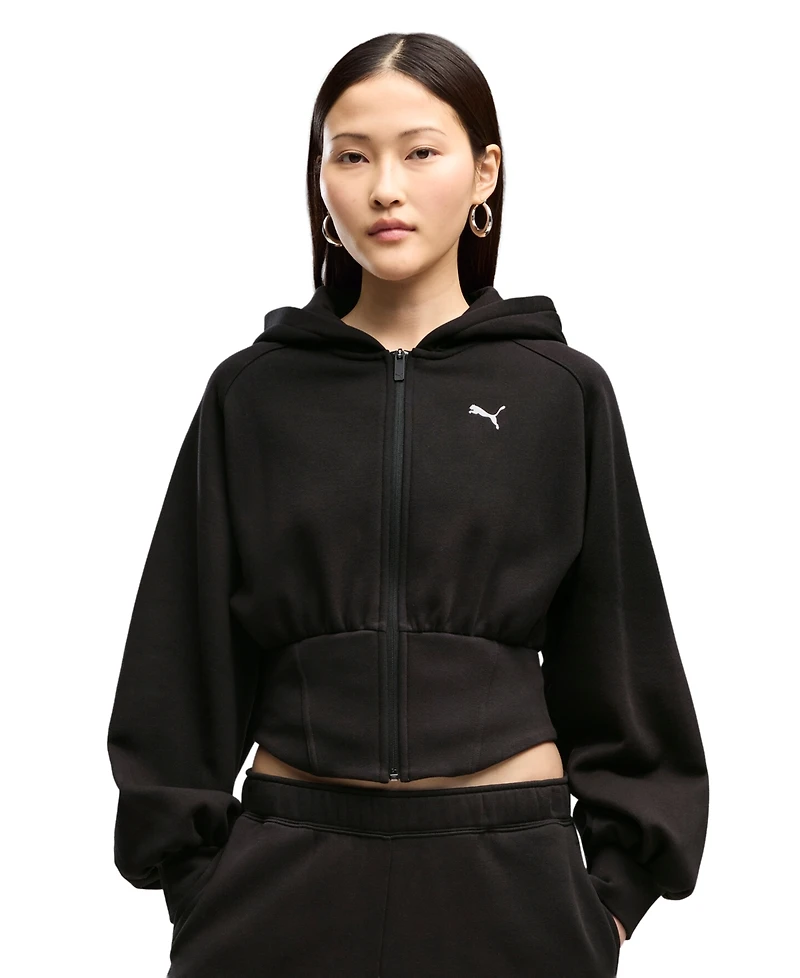 Puma Women's Street Glam Bedazzled Balloon-Sleeve Full-Zip Hoodie