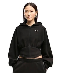 Puma Women's Street Glam Bedazzled Balloon-Sleeve Full-Zip Hoodie