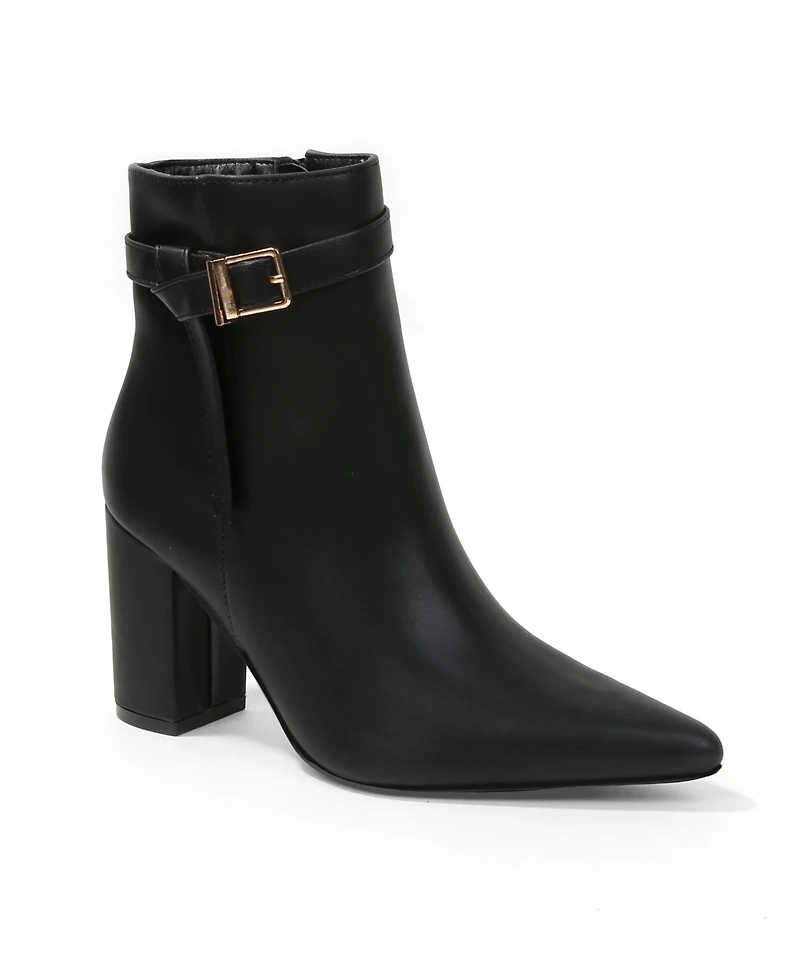 Berness Women's Blanche Pointed Toe Ankle Boots with Buckle Detail