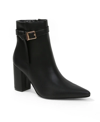 Berness Women's Blanche Pointed Toe Ankle Boots with Buckle Detail