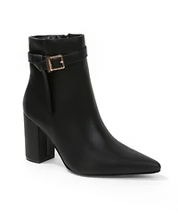 Berness Women's Blanche Pointed Toe Ankle Boots with Buckle Detail