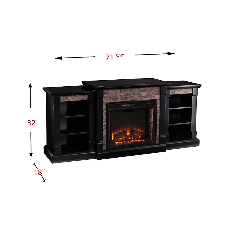 Augusta Home Gallatin Electric Fireplace with Bookcases