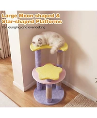 Sugift 29 in Modern Cat Tree with Star and Moon Shaped Platforms and Jute Scratching Posts