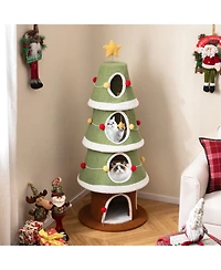 Sugift 61 Inch Christmas Cat Tree with 4 Condos for Indoor Cats Cute Cat Tower