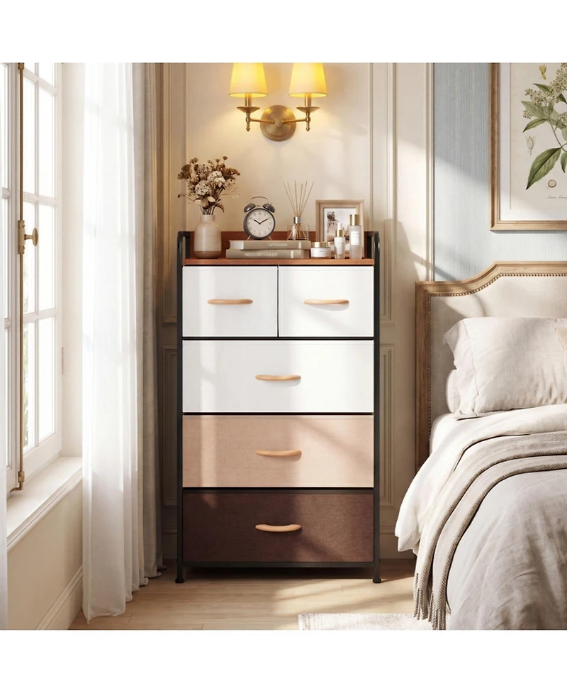 Sugift 5-Drawer Fabric Dresser with Removable Fabric Bins