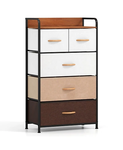 Sugift 5-Drawer Fabric Dresser with Removable Fabric Bins