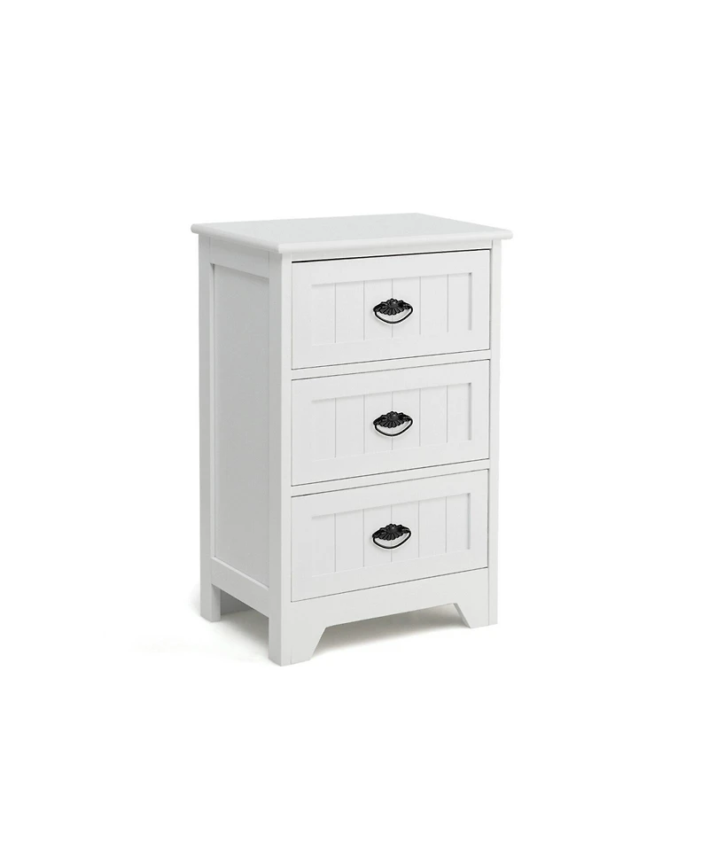 Sugift 3 Drawer Wood End Table Nightstand with Storage