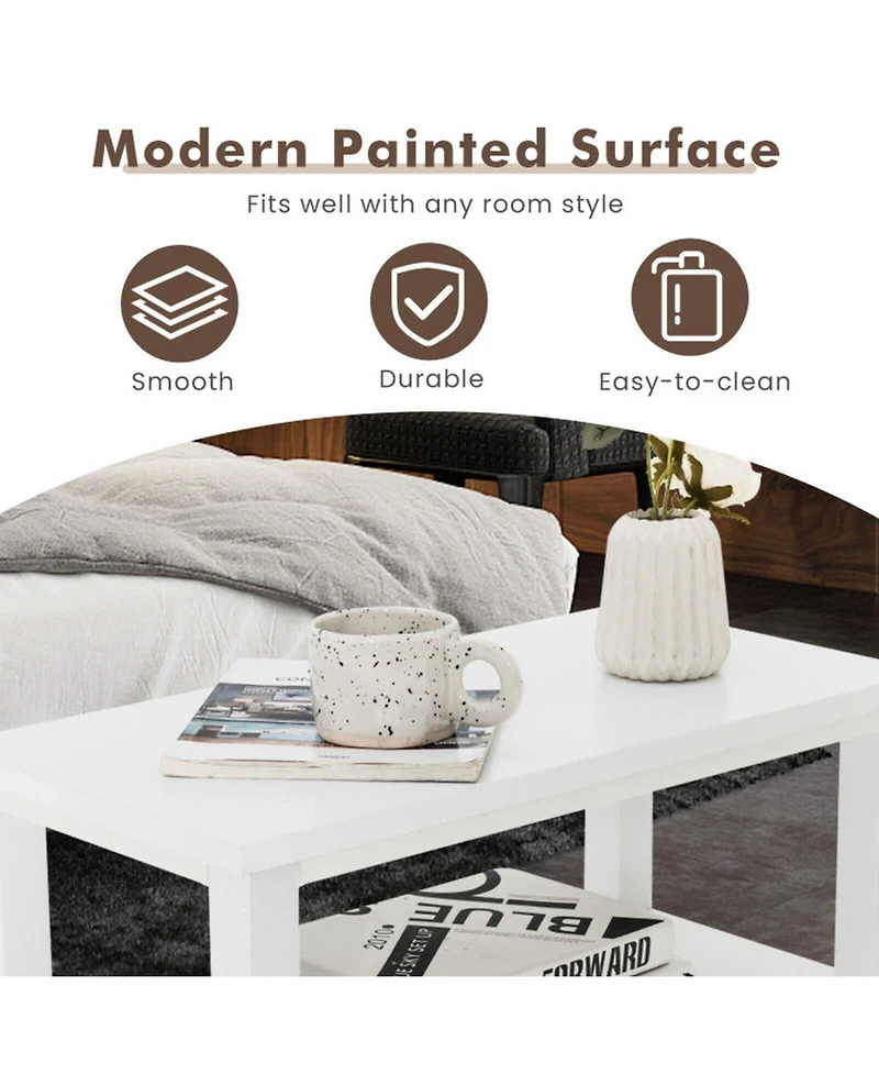 Sugift 2-Piece Wooden Bedside Nightstand Set with 2 Drawers