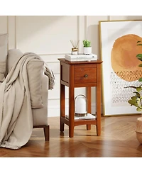 Sugift 3-Tier Nightstand with Drawer and Open Storage Shelf