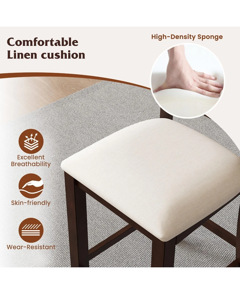 Sugift Modern Farmhouse Counter Height Stools with Footrest and Cushion