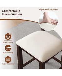 Sugift Modern Farmhouse Counter Height Stools with Footrest and Cushion