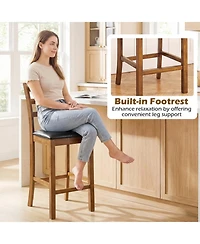 Sugift Set Of 2 Rubber Wood Ladder Back 24 Inch Counter Height Bar Stools for Kitchen Island High Chairs