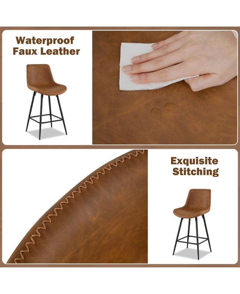 Sugift Set of 2 24 Inch Bar Stools with Backs and Footrests