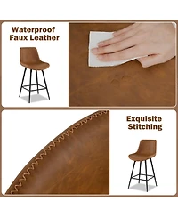 Sugift Set of 2 24 Inch Bar Stools with Backs and Footrests