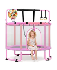 Hongge 60-Inch 6-in-1 Toddler Trampoline with Gymnastics Bar and Swing, Gymnastics Bar Rated to 120 lbs, Ages 3+