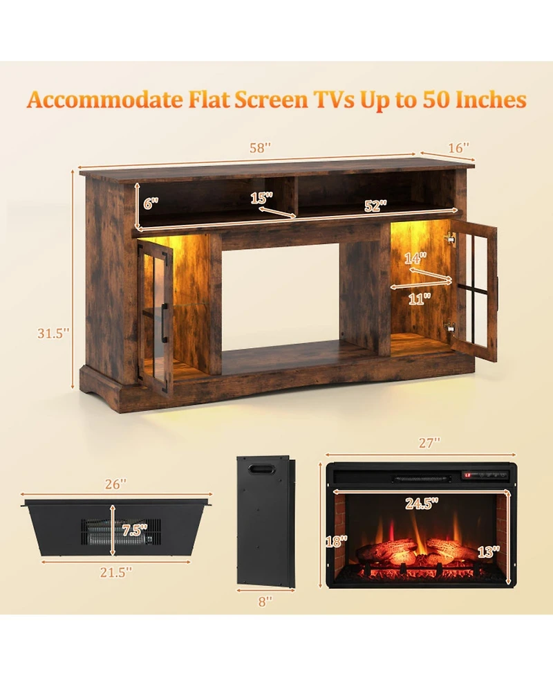 Sugift Fireplace Tv Stand with Remote Control and Thermostat for TVs Up to 50 in