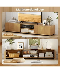 Sugift Modern Tv Stand for up to 70 in TVs Minimalist Entertainment Center with 2 Doors Open Shelves