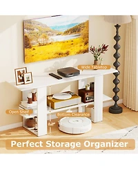 Sugift 2-Tier Tv Stand with Storage and Open Shelf for TVs up to 55 in
