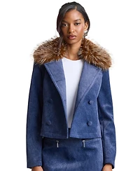Avec Les Filles Women's Spread Collar Shrunken Coat