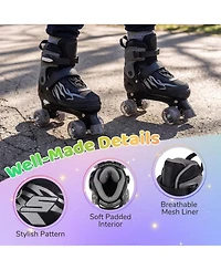 Sugift Kids Adjustable Quad Roller Skates for Girls Boys Teens 4 Sizes with Light-up Wheels